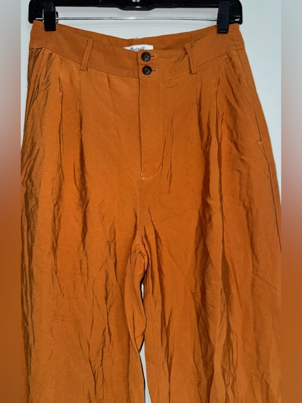 Madewell Rust-Orange Wide-Leg Cropped Trousers - Picture 4 of 10